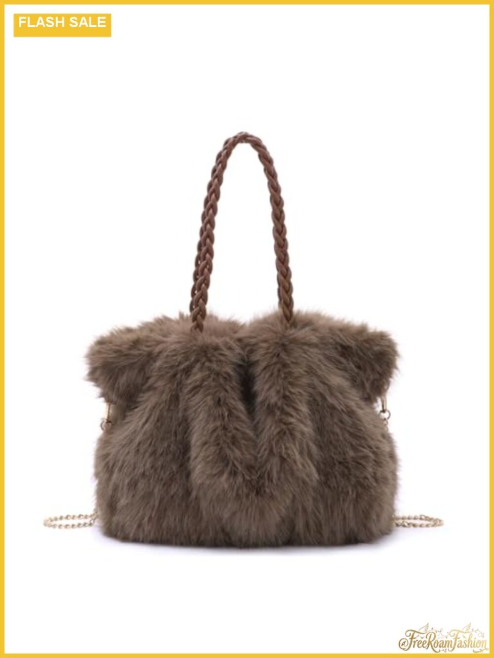 Womens Faux Fur Tote Bag Soft Fluffy Handbag 3-Way Carry Winter